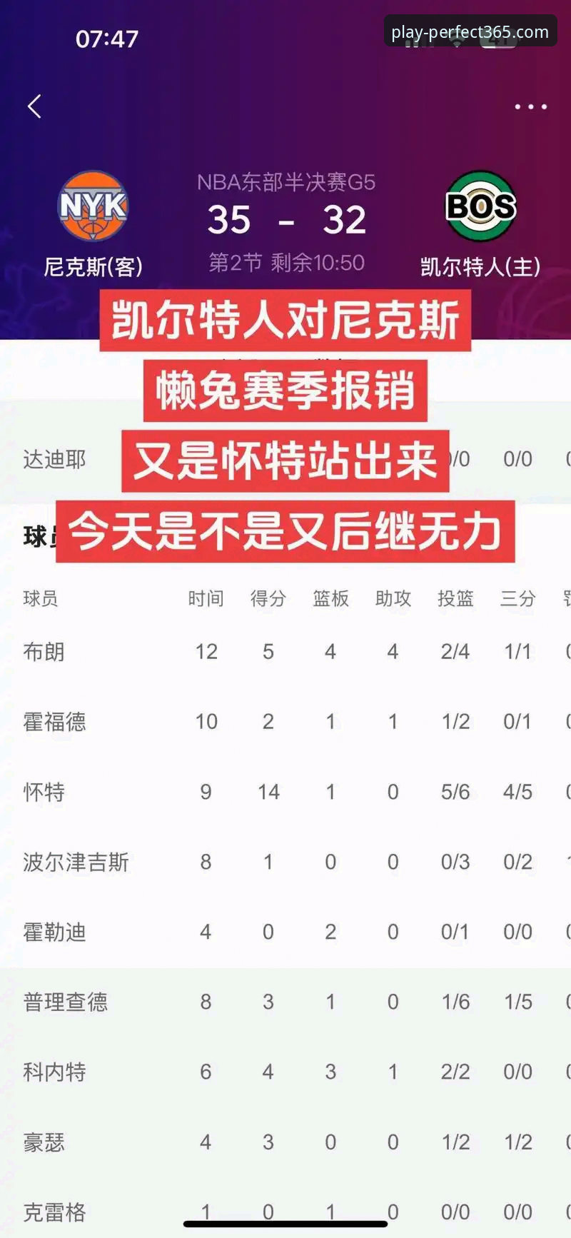 NBA季后赛尼克斯大胜晋级教程：如何在完美体育平台掌握赛事关键数据